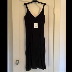 Acne NWT black satin evening cocktail dress sz 4